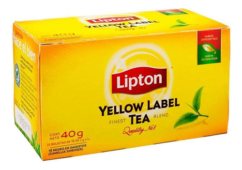 Té Lipton Yellow Label Caja De 20 Bolsitas