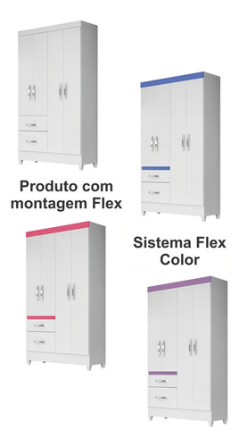 Guarda Roupa Solteiro 4 Portas 8524 Branco Flex Moval