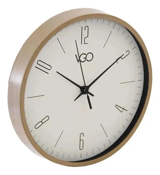 Reloj De Pared Redondo Color Madera 25cm Diametro Vgo Madera Blanco