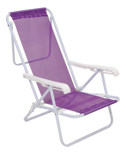 Kit 2 Cadeiras De Praia Aço Reclinável 8 Posições Lilas Mor
