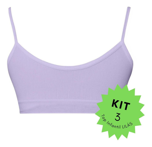 Kit 3 Sutiã Infantil Menina Top Básico Confortável