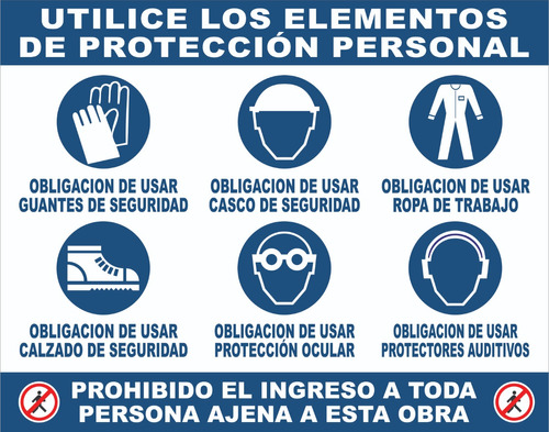 Cartel Utilice Elementos Protección Personal 22x28 Prohibido