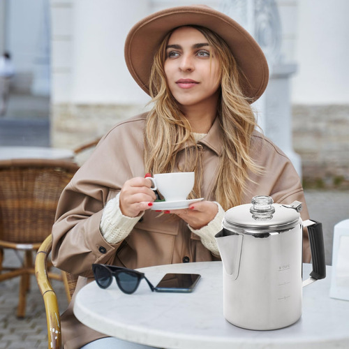 Cididu - Cafetera De Acero Inoxidable, Cafetera Duradera Par