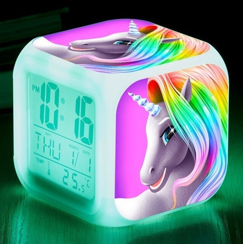Reloj Despertador Diseño Unicornio Cambia Color Todo Barato