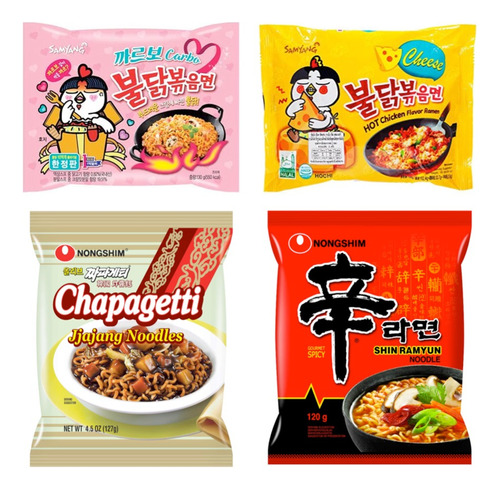 4 Paquetes Ramen Buldak Shin Chapagetti Carbonara Queso