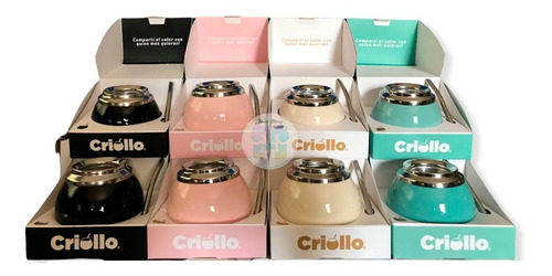 Imagen 5 de 5 de Mate Criollo De Ceramica Cimarron Bombilla En Caja 4 Colores