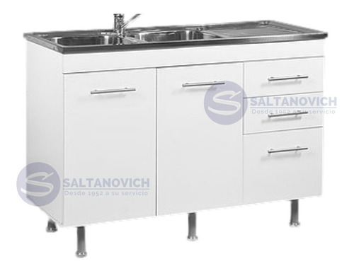 Imagen 4 de 4 de Bajo Mesada Amube Trento 120 Cm C/ Bacha Doble Mesada Inox