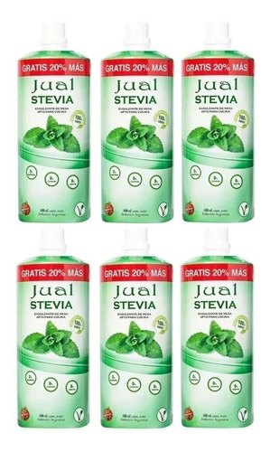 6x Edulcorante Stevia Natural Líquido Jual 600cc Sin Tacc Dw