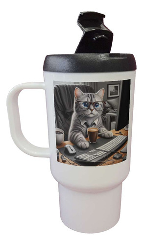 Jarro Termico Gato Oficina Working Trabajo Taza Cafe M1