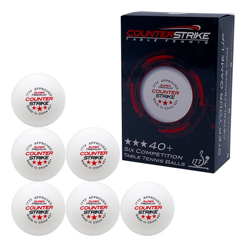 Counterstrike Super Premium 40+ Pelotas De Tenis De Mesa (paquete De 6) | Pelotas De Tenis De Mesa Aprobadas Por La Ittf | Pelotas De Ping Pong | Pelotas De Ping Pong De 3 Estrellas | Pelotas De Tenis