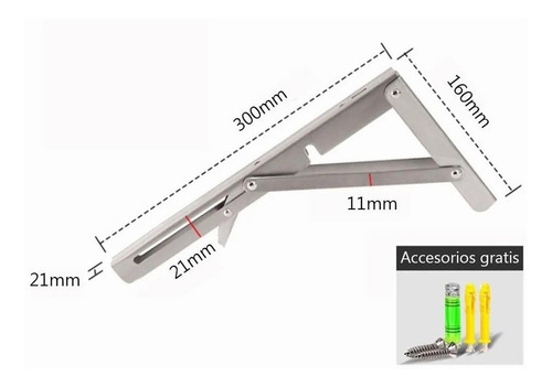 Imagen 3 de 9 de Escuadras Abatibles Inoxidable Para Repisa De 30cm 2 Piezas