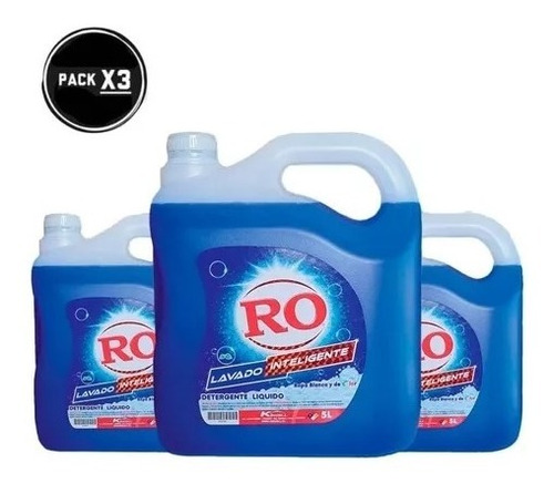 Detergente Liquido Ro 5 Litros Pack 3u Lavado Inteligente