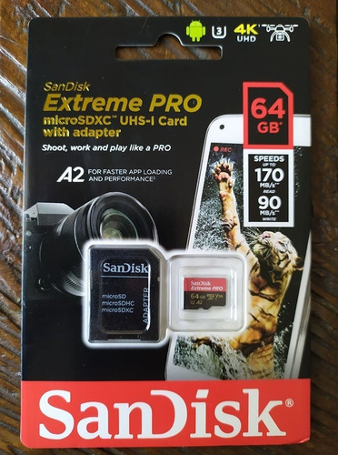 Memoria Microsd Sandisk Extreme Pro 64gb U3 4k 