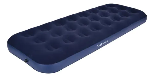 Colchão Inflável Solteiro Multiuso Aveludado O2Flow Azul