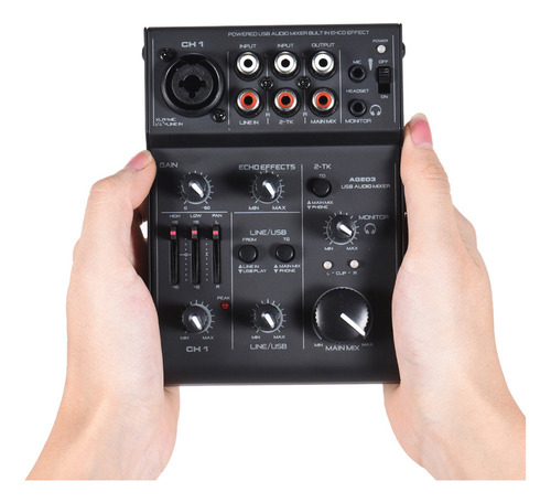 Age03 Mini Consola Mezcladora Mic-line De 5 Canales Con Usb