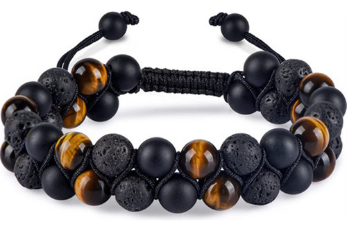 Pulsera De Cuentas De Yoga Con Imán Negro Ajustable