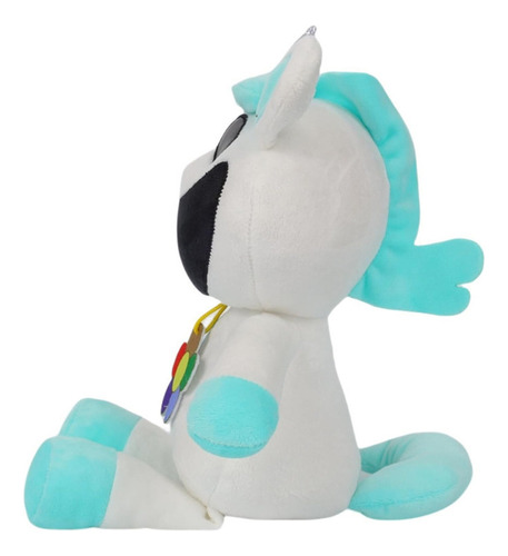1 Animalito De Peluche Sonriente Unicornio Blanco Y Azul