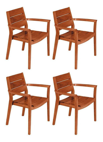 Conjunto Com 4 Cadeiras Para Área Externa Ii Toscana Marrom