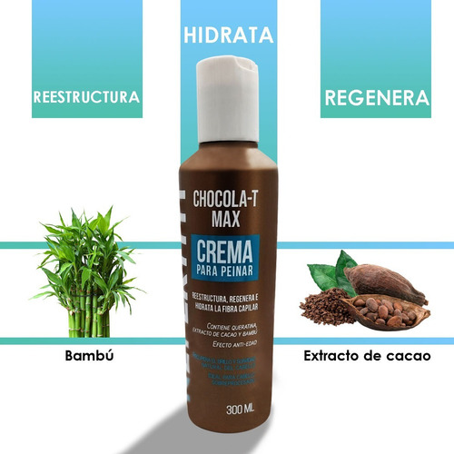 Imagen 2 de 10 de Crema Para Peinar Nefertiti Hidratación Chocola-t Max 300 Ml