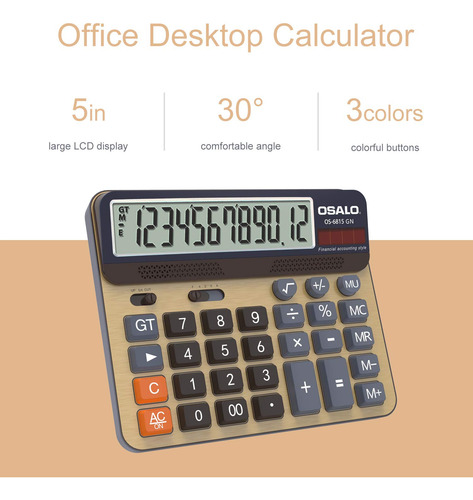 Calculadora De Mesa Pendancy Os-6815gn Display Lcd De 12 Díg