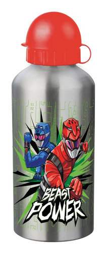 Botella De Aluminio 600ml Tapa Redonda Power Rangers