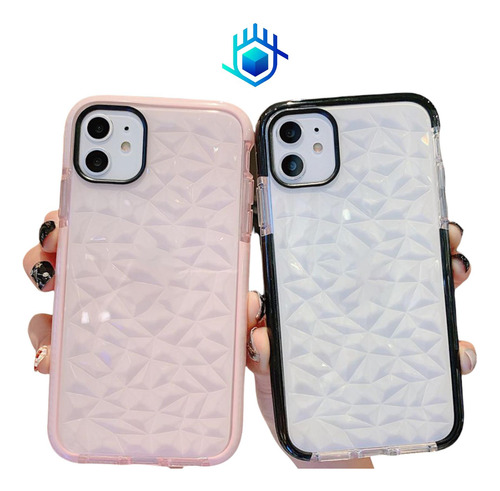 Case Para iPhone De Diamantes 3d Goma Gruesa Relieve Resistente Uso Rudo Hombre Mujer Dama Funda Bordes Con Airbag Moda
