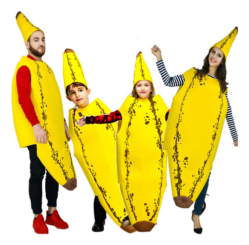 Halloween Divertido Plátano Cos Disfraz Padre-hijo Pareja Disfraz Mardi Gras Fruta Ropa