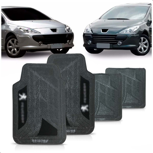 Jogo Tapete Mix Pvc Carpete Peugeot 307 Logo Bordado