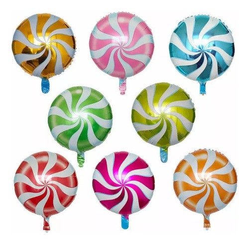 40 Globo Metalicos Caramelos Paletas Lollipop #18 , 45cm