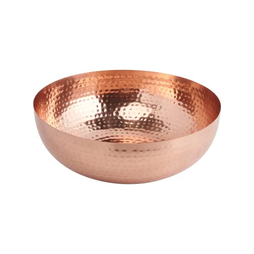 Round Hammered Metal Bowl, Copper Finish