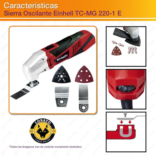 Imagen 2 de 3 de Sierra Oscilante Multiuso Lijadora 220w Einhell Tc-mg220/1 E Frecuencia 220v