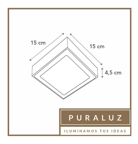 Imagen 2 de 8 de Plafon Madera Led 6w 15x15cm Ideal Living Cocina Pasillo