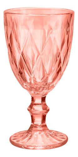 Caja 24 Piezas Copa Labrada De Vidrio Agua Libia Rosa 335ml