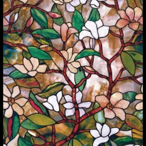 Pelicula Decorativa Estática Vitral Flores Textura .90cmx10m