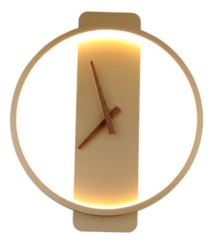 Reloj De Pared Silencioso Lámpara Led Arte De Ronda De Oro