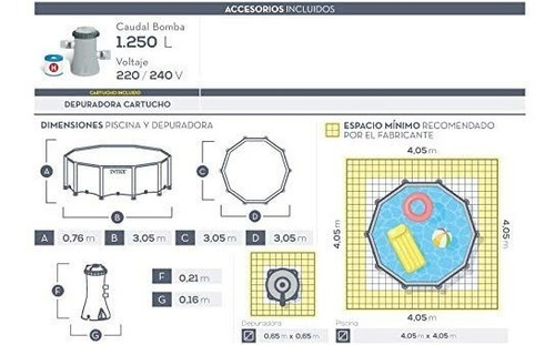 Imagen 6 de 7 de Piscinas Estructural Prisma Frame Intex 305x76cm.