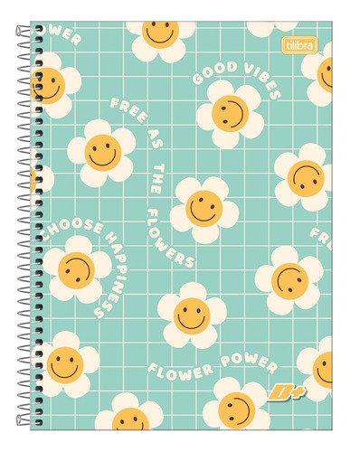 Caderno Espiral C/d Univ. D+ 1 Mat. 96 Fls Flores Good Vibes