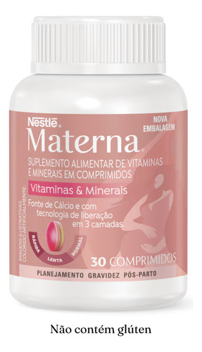 Materna Nestlé 30 Cps Vitaminas Essenciais Para Mãe E Bebê