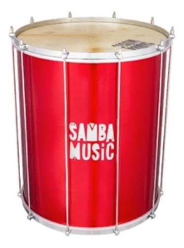 Surdo Madeira Samba Music 60x18 Pvc Vermelho