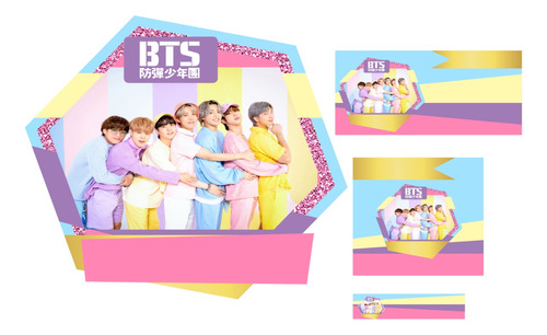 Etiqueta Escolar Bts Rosa Kit Imprimible