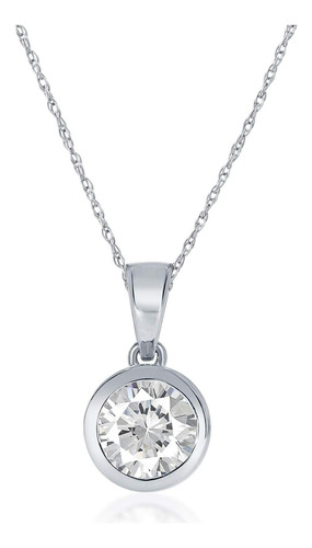 Colgante De Collar De Diamantes Chapado En Oro Blanco De Pla