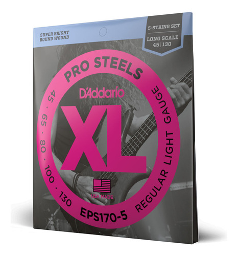 Encordoamento Baixo 5c .045 D'addario Xl Prosteels Eps170-5