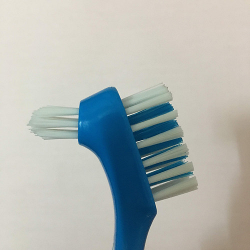 Cepillo Dentaire Dura Doble Cerdas Para Dientes Falsos Azul Color