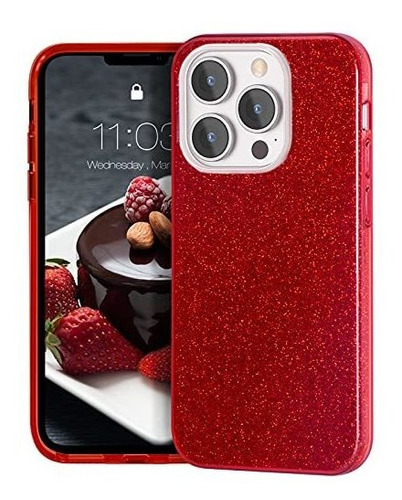 Funda Para iPhone 13 Pro-6.1-2021-con Brillo Rojo