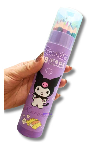 18 Lapices De Colores Sanrio Original Kawaii Con Sacapuntas 