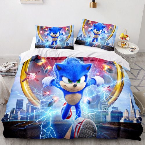 Juego De Funda Nórdica De 3 Piezas Juego De Cama Sonic Carto