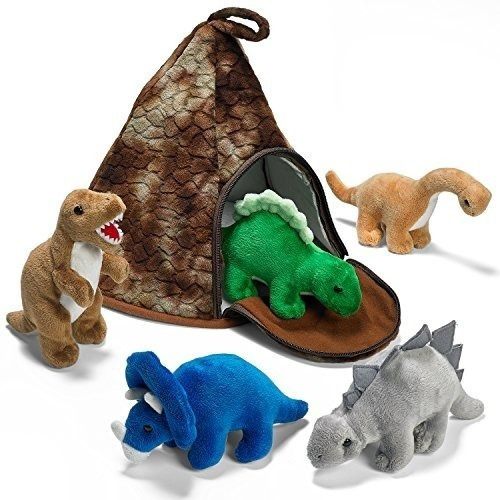 Casa Del Volcán Del Dinosaurio De Prextex Con 5 Dinosaurios 