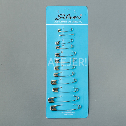 Imagen 7 de 9 de Alfiler De Gancho Surtido Marca Silver Blister X 12 Unidades