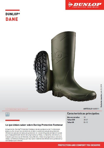 Imagen 6 de 6 de Botas De Goma Pvc Dunlop K680011 Dane Verde Alta 38 - 46