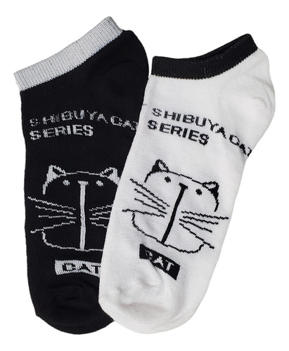 Calcetin Tin Gatos Blanco Negro Algodón 23-26 Cm 3 Pares